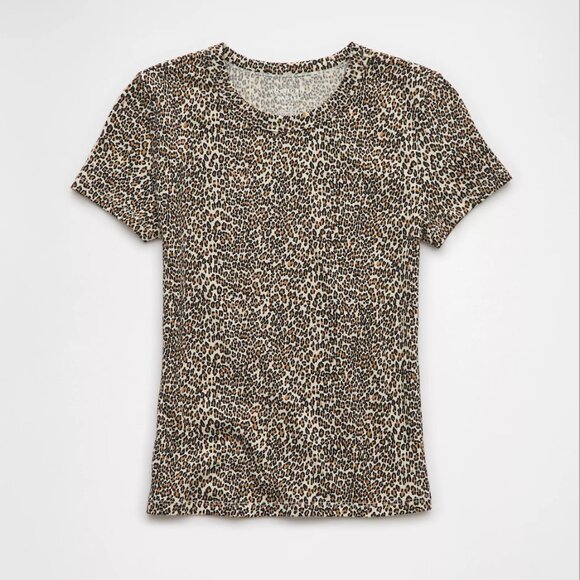 American Eagle AE Hey Baby Leopard Print T Shirt - Picture 1 of 2